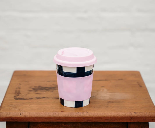 Travel Mug - Navy gingham